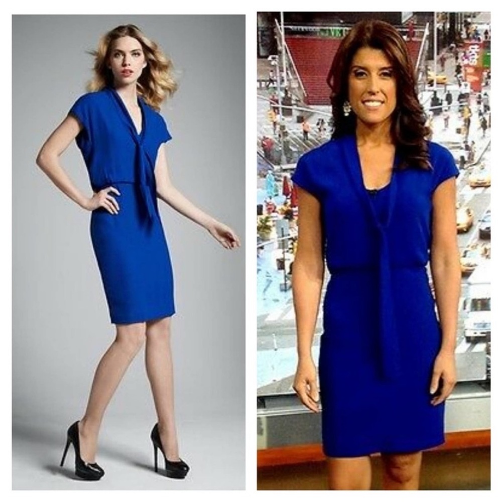 Rachel Roy Cobalt Blue Crepe Keyhole Neck Tie Dress Size 8